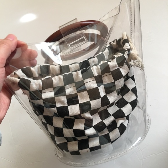 Handbags - Clear bucket bag with check lining